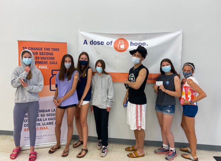 teens at vaccination center