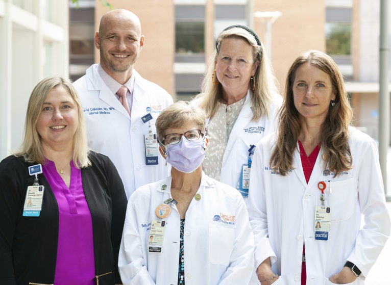 (l-r) Brenda Doremus-Daniel, Clinical Social Worker; David Callender, MD, MPH; Beth Jaeger-Landis, RN, ACNP; Donna White, Pharmacist, and Ira Helenius, MD, MPH