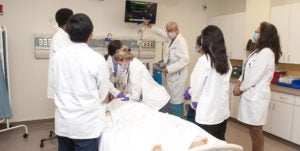 students in sim center