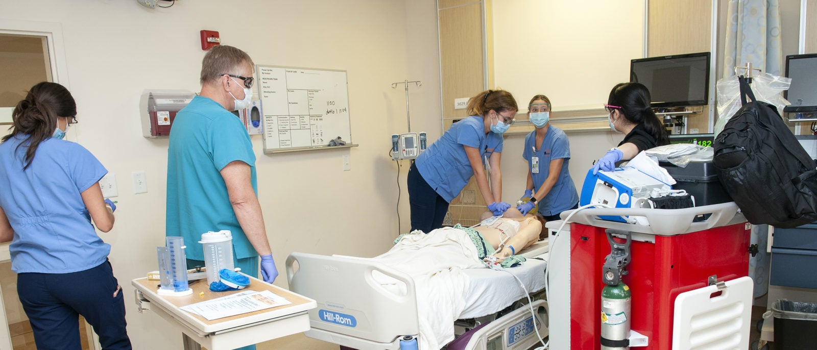 students in sim center