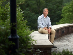 Scientist Jochen Zimmer outside his lab on Wednesday, August 4, 2021 in Charlottesville, VA. (Andrew Shurtleff/Howard Hughes Medical Institute 2021)