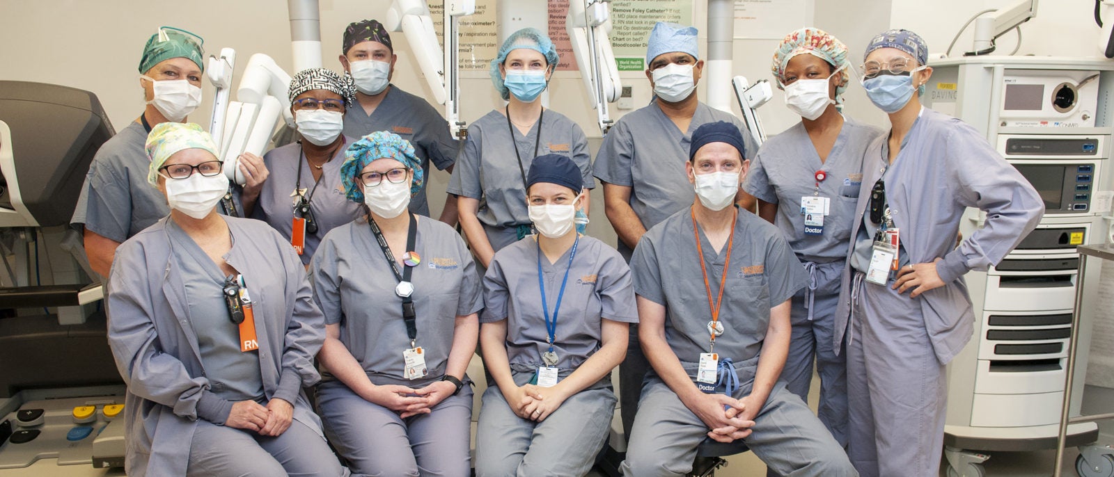 The Urology Team: (back, l-r): Deb Moody, RN; Kay Browne-Hinds, RN; Nicholas Ortiz, MD; Kirsten Greene, MD; Sumit Isharwal, MD; Christine Ibilibor, MD; Sara Sharpe, RN; (sitting) Tanya Pultz, RN; Tracey Krupski, MD; Jackie Zillioux, MD; and David Rapp, MD