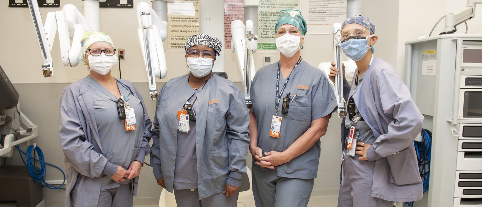 The Robot Nursing Team: (l-r): Tanya Pultz, RN; Kay Browne-Hinds, RN; Deb Moody, RN; and Sara Sharpe, RN. Not pictured: Nicola Wine, ST