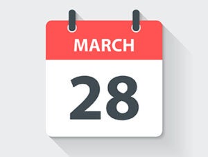 March 28. Calendar Icon