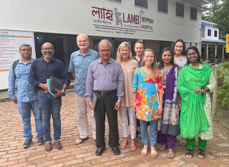 Dr. William Petri, third from left, stands with researchers at LAMB Hospital in Bangladesh. (Contributed photo)