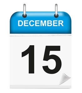 December 15th. Calendar icon.