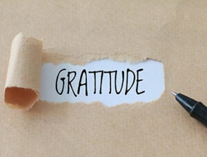 Torn paper with word written Gratitude