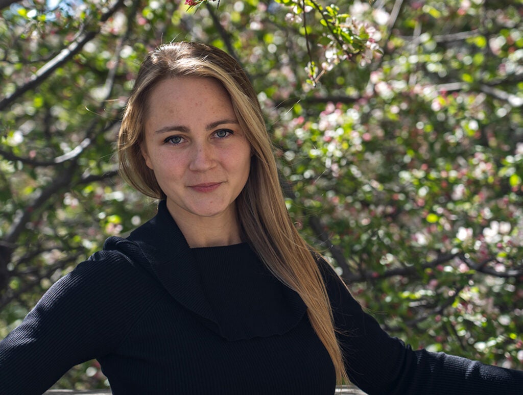 Dasha Tyshlek, UVA alumna and founder of Strat-Craft, hosts the Biomedical Frontiers podcast.