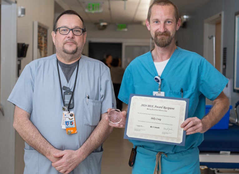 UVA Heatlh BEE Award recipient Billy Craig and nominator Anthony Mallory