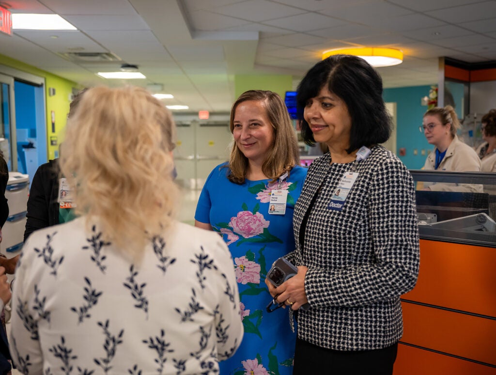 Wendy Horton on rounds to celebrate UVA Children's ranked #1 children's hospital 4 years in a row.