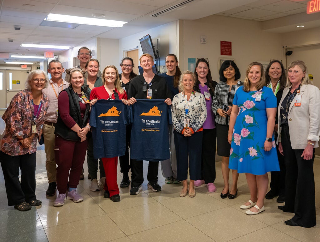 Wendy Horton on rounds to celebrate UVA Children's ranked #1 children's hospital 4 years in a row.