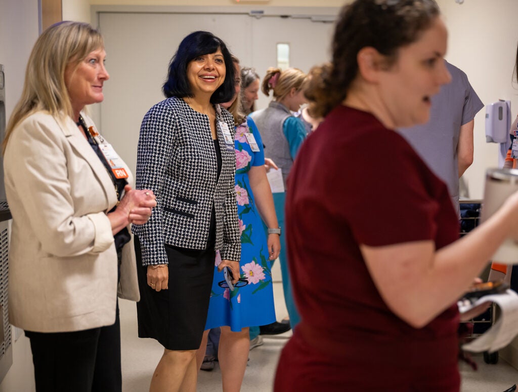 Wendy Horton on rounds to celebrate UVA Children's ranked #1 children's hospital 4 years in a row.