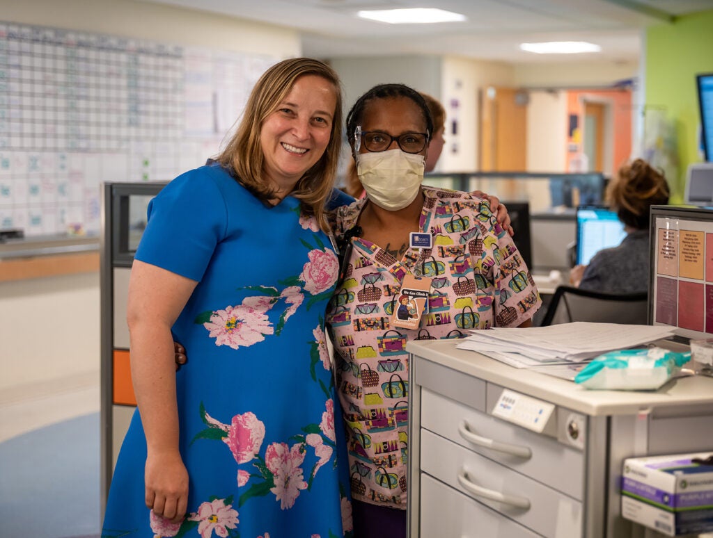 Wendy Horton on rounds to celebrate UVA Children's ranked #1 children's hospital 4 years in a row.