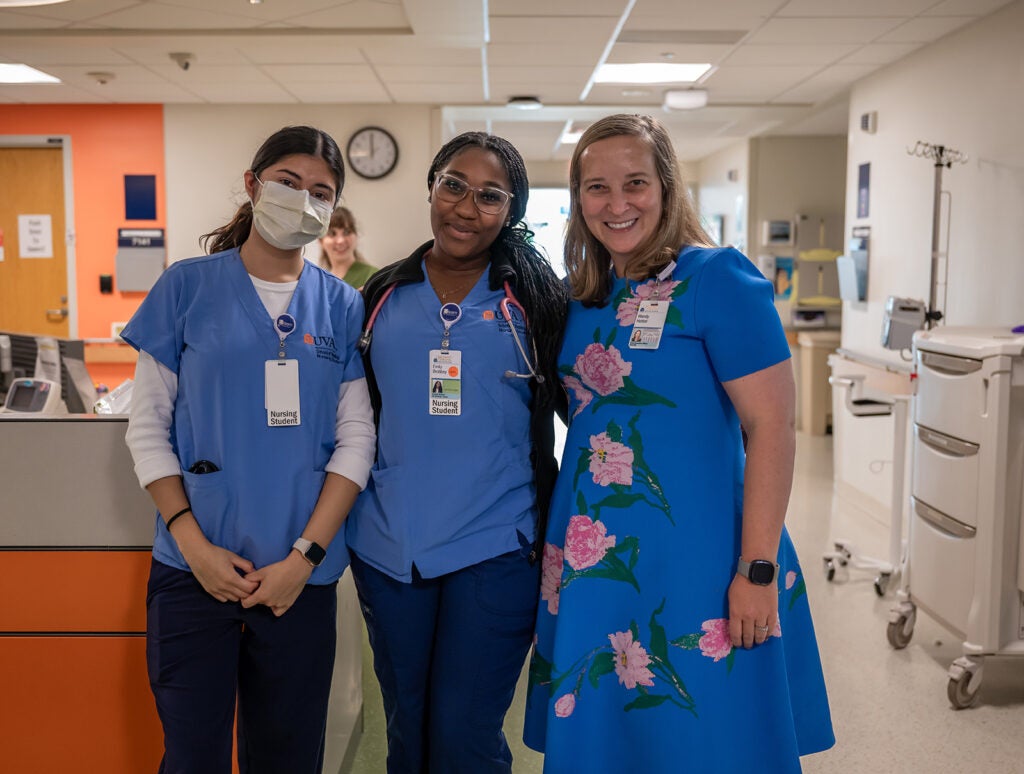 Wendy Horton on rounds to celebrate UVA Children's ranked #1 children's hospital 4 years in a row.