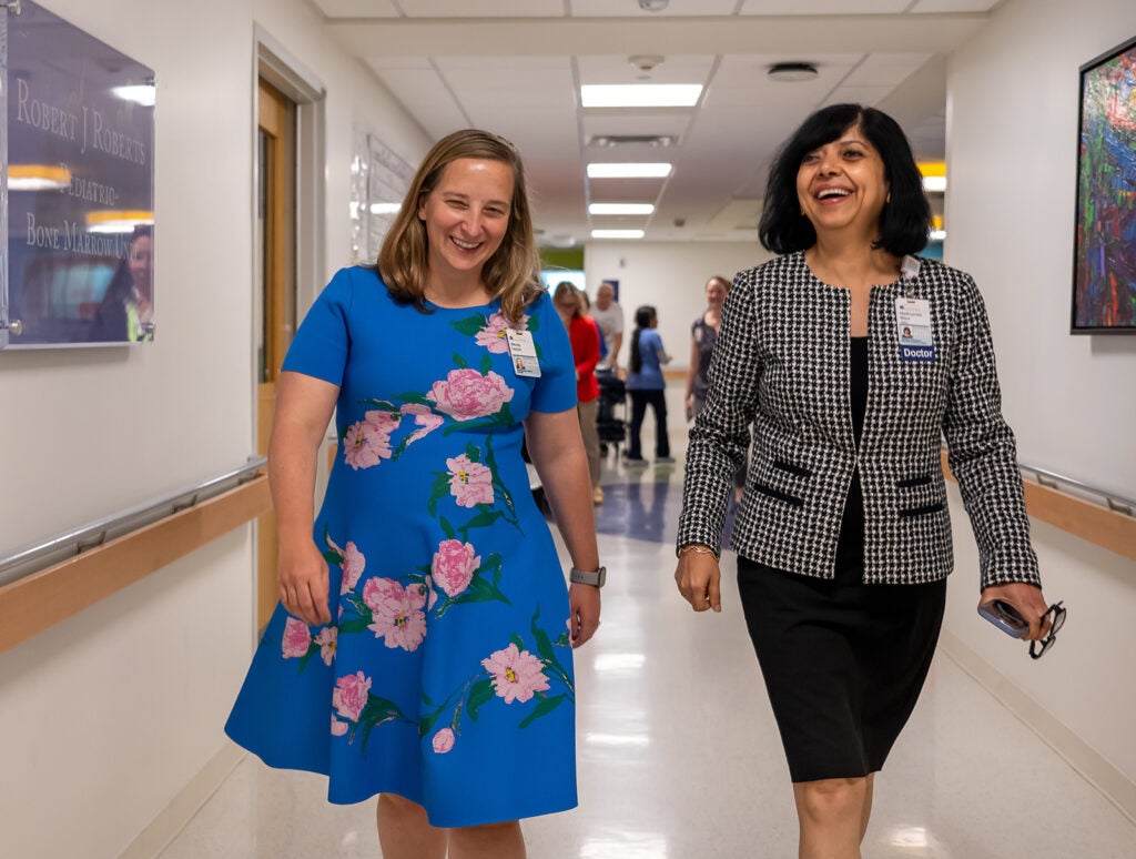 Wendy Horton on rounds to celebrate UVA Children's ranked #1 children's hospital 4 years in a row.