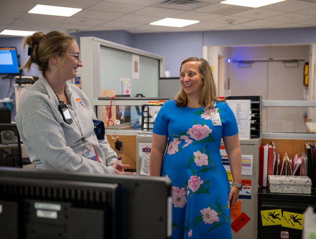 Wendy Horton on rounds to celebrate UVA Children's ranked #1 children's hospital 4 years in a row.