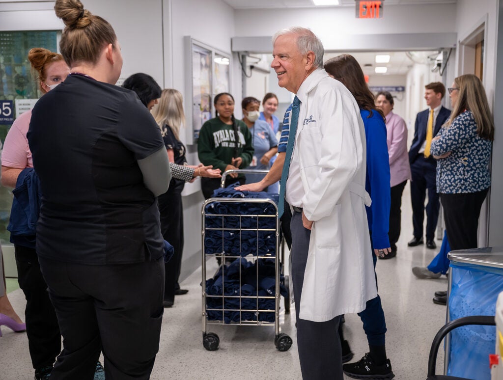 Dr. Craig Kent on rounds to celebrate UVA Children's Hospital ranked #1!