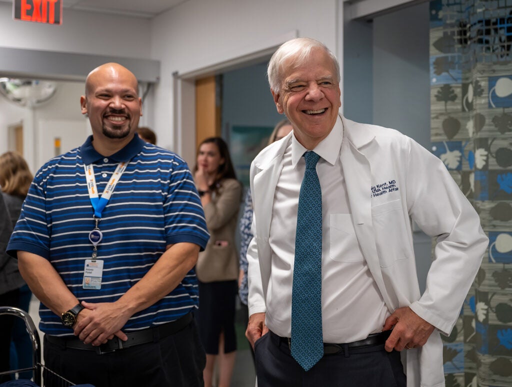 Dr. Craig Kent on rounds to celebrate UVA Children's Hospital ranked #1!