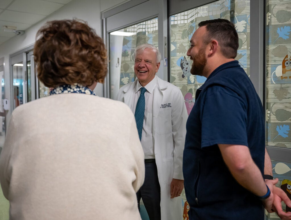 Dr. Craig Kent on rounds to celebrate UVA Children's Hospital ranked #1!