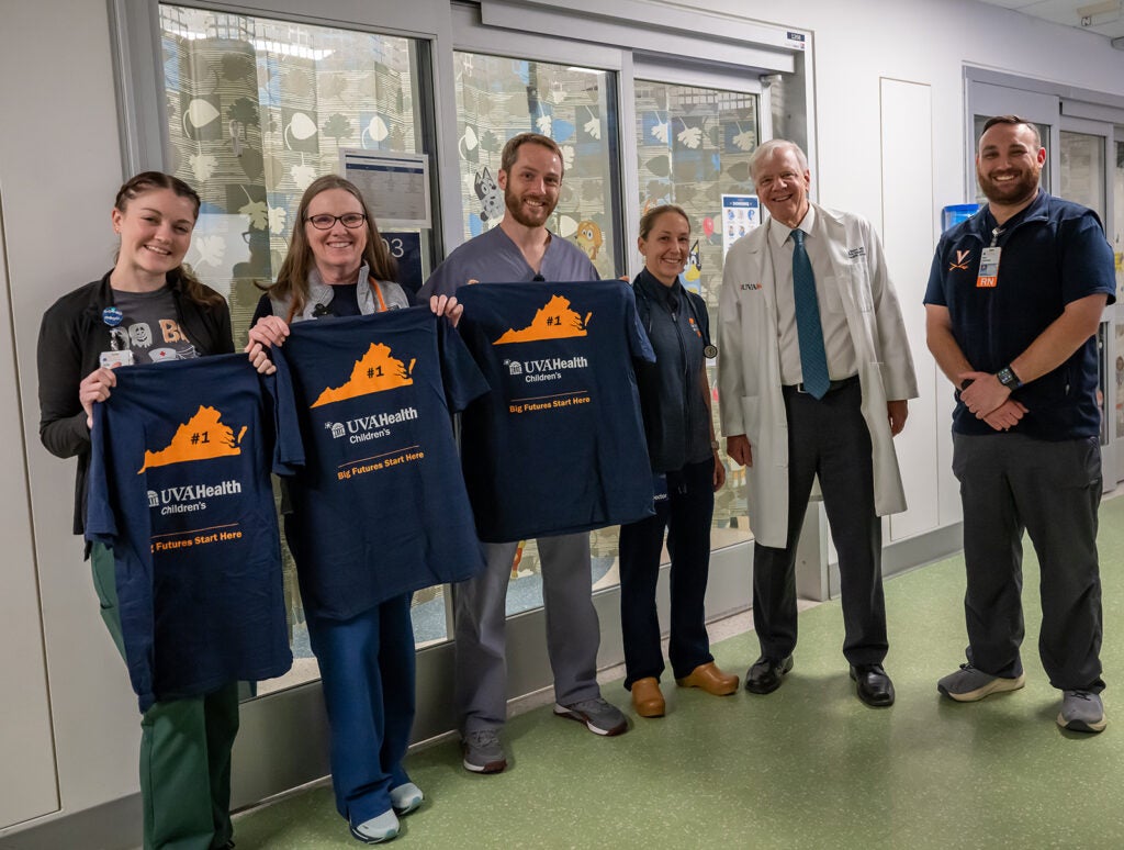 Dr. Craig Kent on rounds to celebrate UVA Children's Hospital ranked #1!