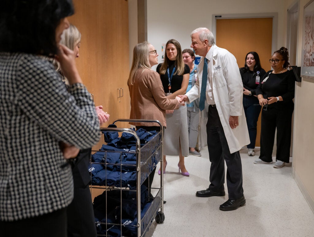 Dr. Craig Kent on rounds to celebrate UVA Children's Hospital ranked #1!