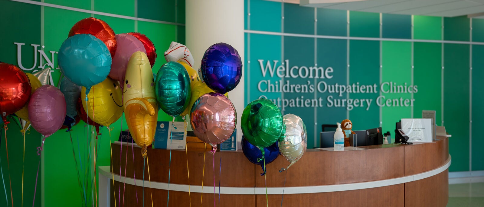 Battle Building Information Desk with balloons