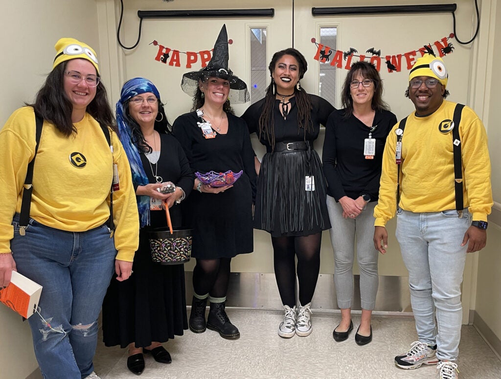 CV Surgery Clinic: (l-r) Katie Fravel, Robbin Shifflett, Kristian Harlan, Baridapdoo Wiwuga, Cindy Kennedy, and Tyrrell Hester.