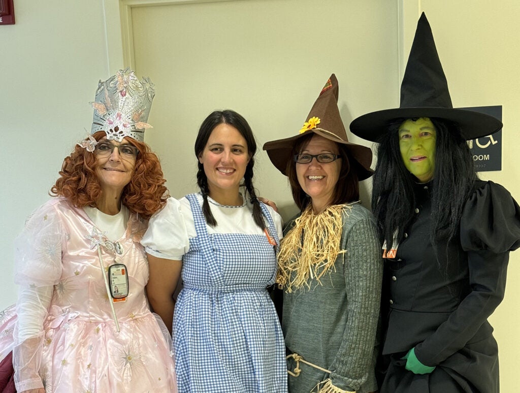 Fontaine Rheumatology team | Wizard of Oz (l-r):  Debra Mouberry, LPN; Blair Weatherholtz, RN; Allison Crawford, RN; and Cathy Kern, RN.