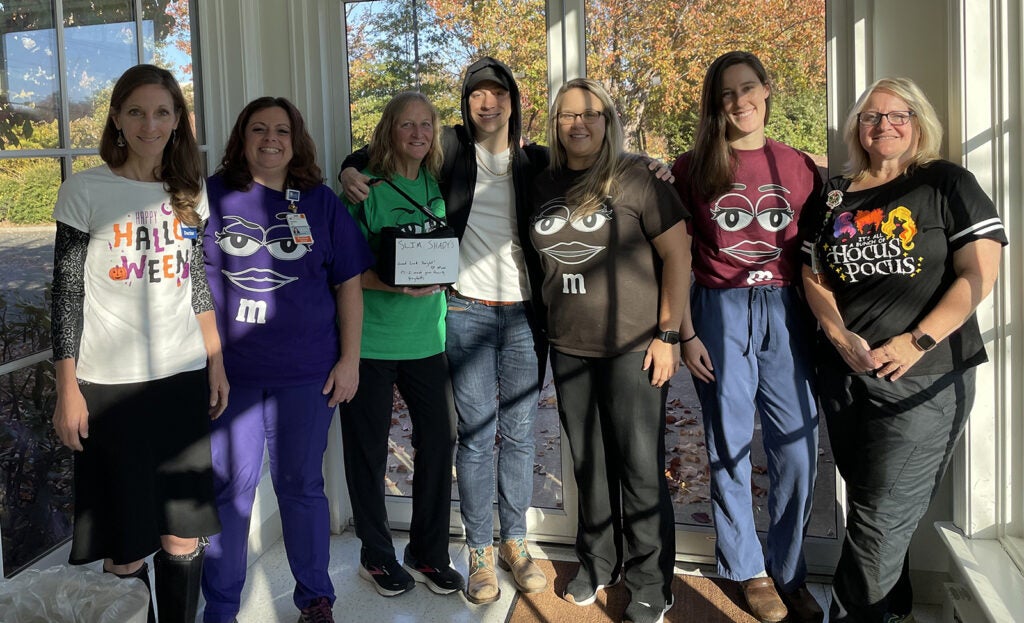 M&Ms with Eminem: (l-r) Betsy Schinstock, MD; Valerie Mullins; Susan Payne; Michael Woodall, MD; Ashley Taylor; Rachel Wilkinson; and Tania Hineline.