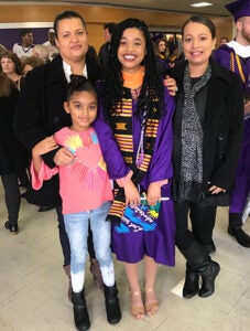 Shaolin Mosely with her family at her BSN graduation from JMU in 2018.