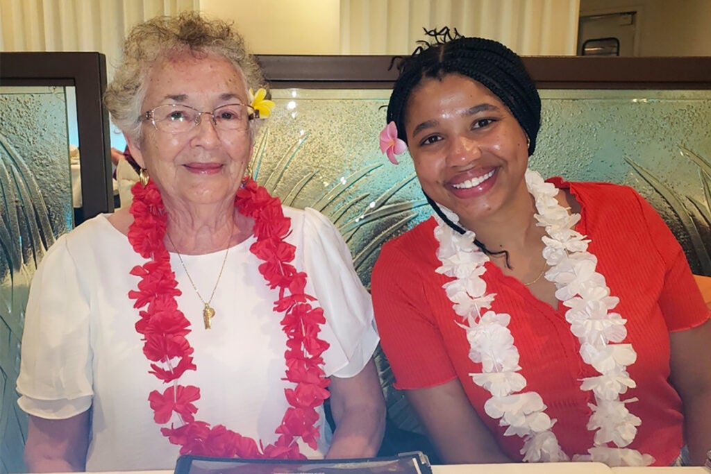 Shaolin on vacation in Hawaii with her grandmother, who she considers one of her biggest supporters during her time in grad school.