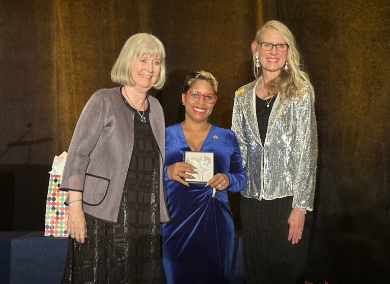 Dean Marianne Baernholdt, VNF nurse researcher awardee Melissa Gomes, associate dean, and VNF president Phyllis Whitehead.