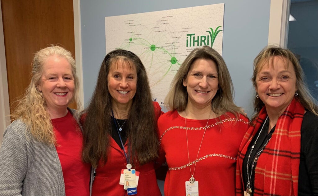 integrated Translational Health Research Institute of Virginia (iTHRIV) team:
(l-r) Kristin Miller, Dr. Karen Johnston, Jenny Phillips, and Sandra Burks.