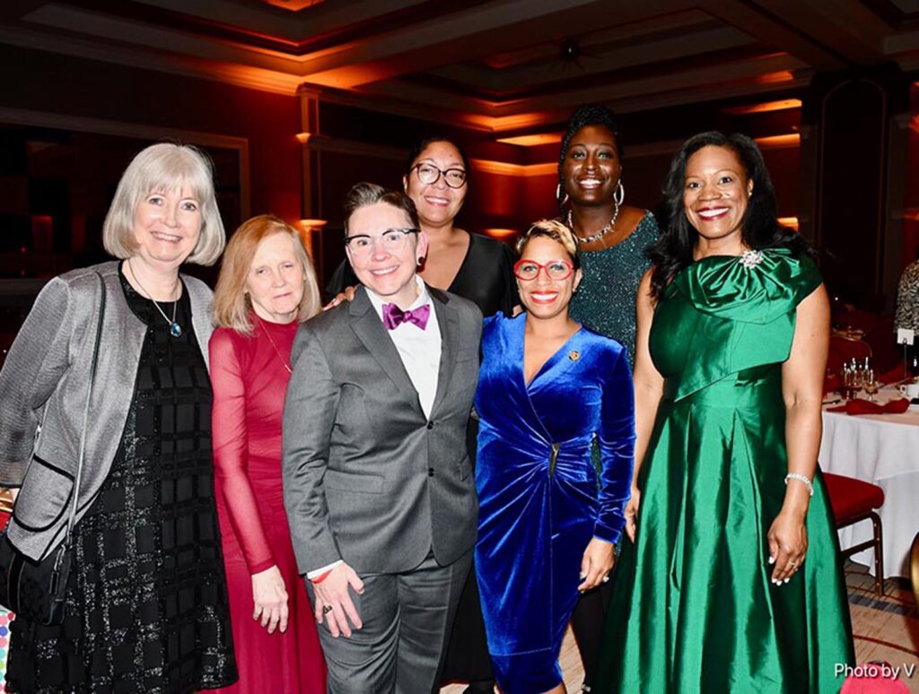 Nursing and activism need not live in separate silos, says Apple, seen here at the 2024 VNA Gala with colleagues. 'They actually go together, and should go together.'