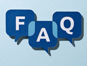Paper Craft FAQ Speech Bubble on Blue Background Front View.