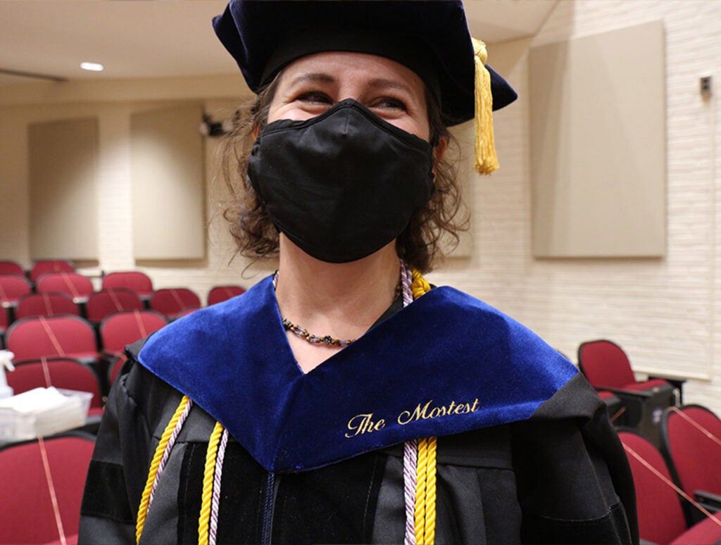 ... that reads, in its monogram, 'The Yostest with the Mostest,' which the students collectively gifted to their beloved faculty member.
