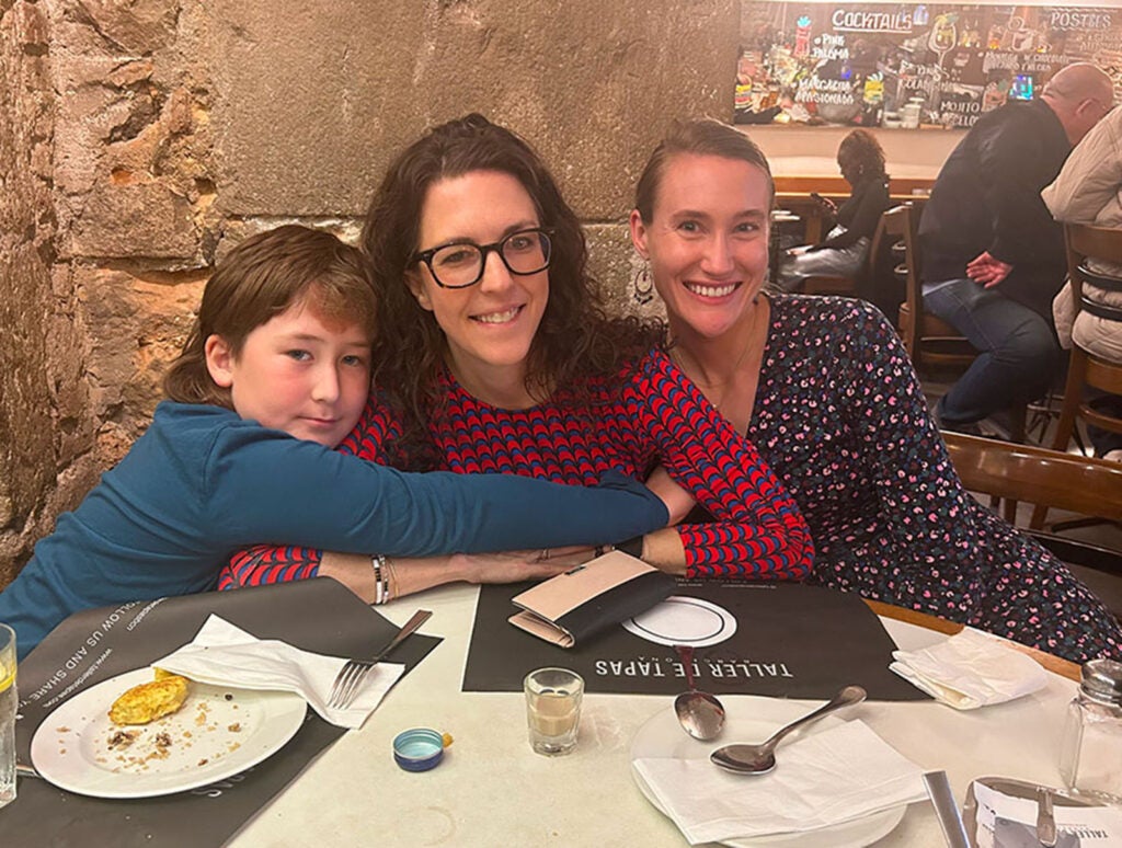 Keim-Malpass says 'learning alongside her students' brings her the most professional and personal joy. Here, she's pictured with son, Huck, and former mentee, now UPenn faculty member, Jane Muir.
