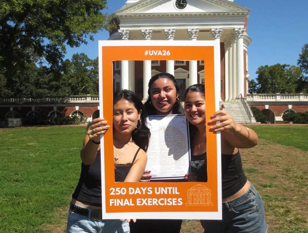. . . and graduates in spring 2026. Here, Jurado poses with fellow BSN Class of 2026 members Melany Santos and Katherine Flores.