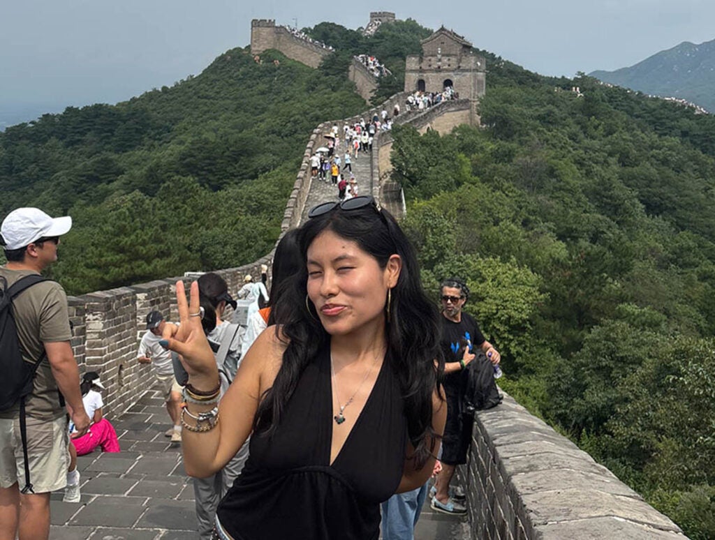 . . . to Asia, where she studied in Korea for a month, and visited the Great Wall of China . . .