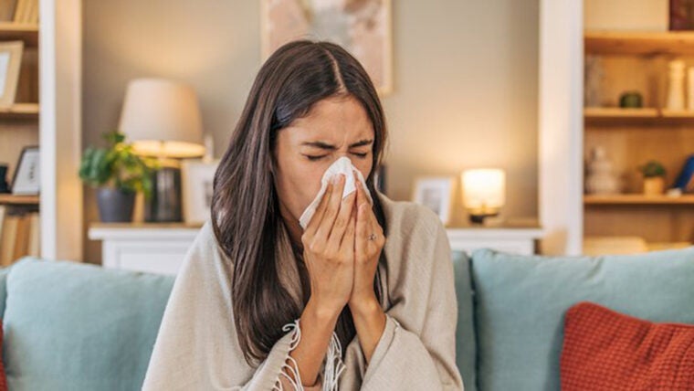 woman with flu