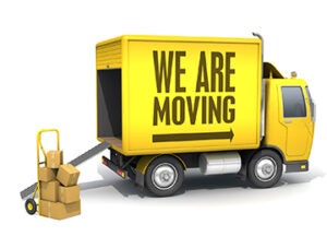 Moving truck with the words we are moving on the side. Could be useful in a change of address notice.This is a detailed 3d rendering.