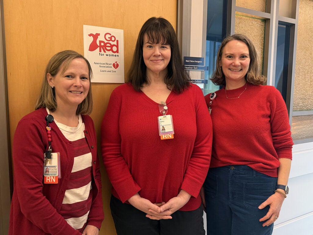 Cardiology Nurse Navigators: Heather Ball, Nancy Cooper, and Elizabeth Enfield. 