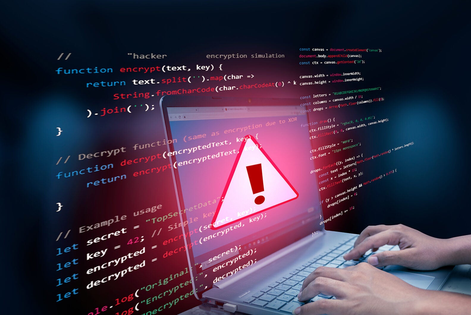 caution sign data unlocking hackers. Malicious software, virus and cybercrime, System warning hacked alert, cyberattack on online network, data breach, risk of website. compromised information concept.