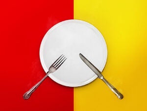 Directly above shot of eating utensils on table