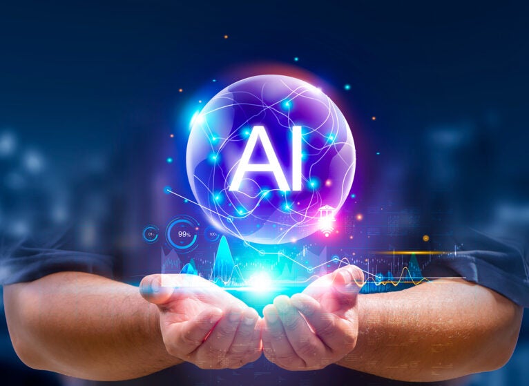 Internet technology and people's networks use AI to help with work, AI Learning or artificial intelligence in business and modern technology, AI technology in everyday life.