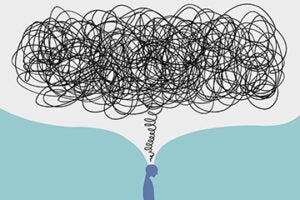 illustration. person expressing a negative and sad message.