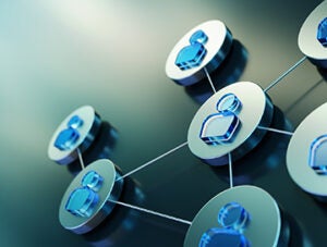 Abstract visual representation of interconnected user icons symbolising social networking, teamwork, and communication in a technology-driven environment, emphasising the power of digital connections.
