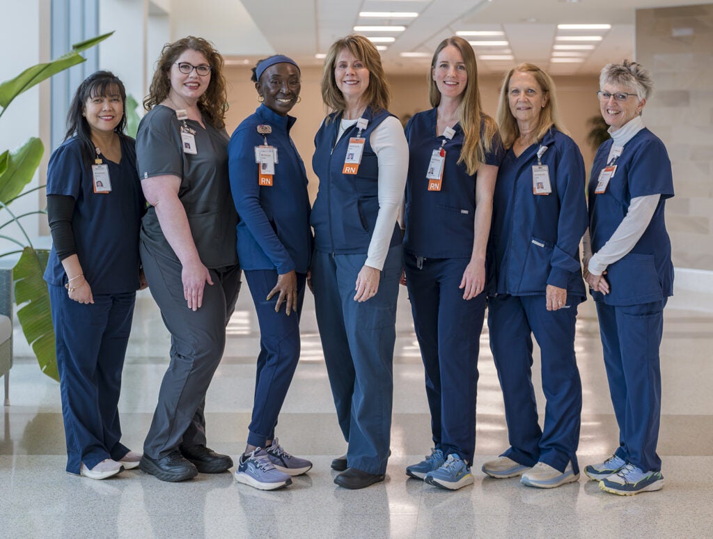 Prince William Medical Center nurses (from left to right): Nancy Balocating, Tamara Fikentscher, Sophia Antwi, Mary Schmitz, Kelsi Gallaugher, Sally Randall, and Gail Behrle.