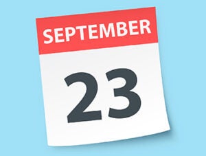 September 23. Calendar icon isolated on a blue background. Vector Illustration (EPS file, well layered and grouped). Easy to edit, manipulate, resize or colorize. Vector and Jpeg file of different sizes.