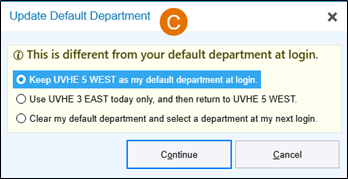 Epic Hyperspace "Skip this screen" option 3 of 3 | Select default department